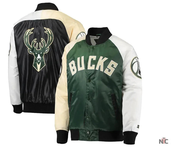 Milwaukee Bucks Tricolor Remix Satin Jacket Clanton Jacket